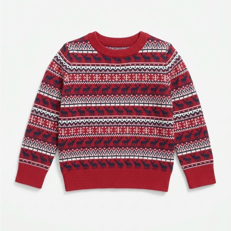 Toddler Festive Red And Navy Sweater Size 4t